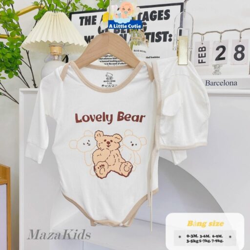 Bodysuit Cho Bé Body Chip Dài Tay Vải Tăm Lạnh Tặng Kèm Mũ - Hình ảnh 9