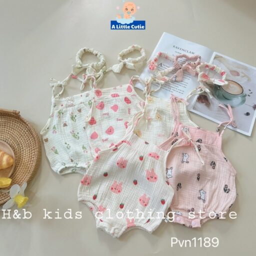 Body Chip 2 Dây Cho Bé Gái Vải Xô Muslin - Hình ảnh 2