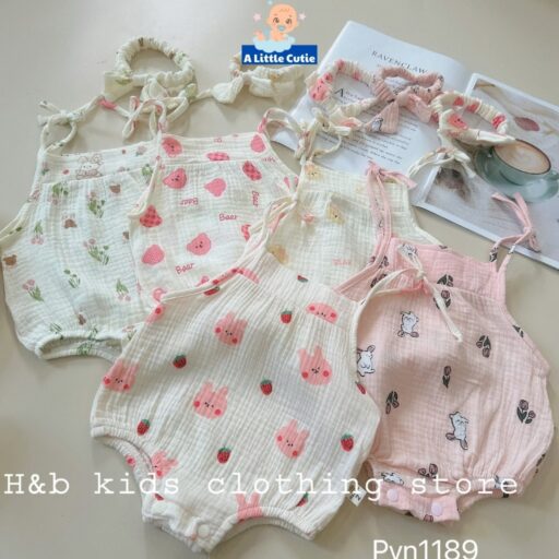 Body Chip 2 Dây Cho Bé Gái Vải Xô Muslin - Hình ảnh 3