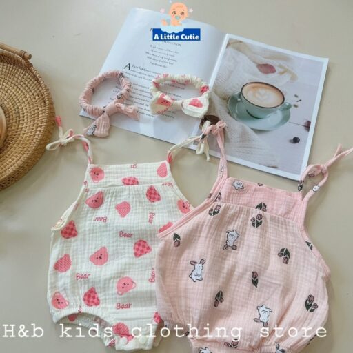 Body Chip 2 Dây Cho Bé Gái Vải Xô Muslin - Hình ảnh 5