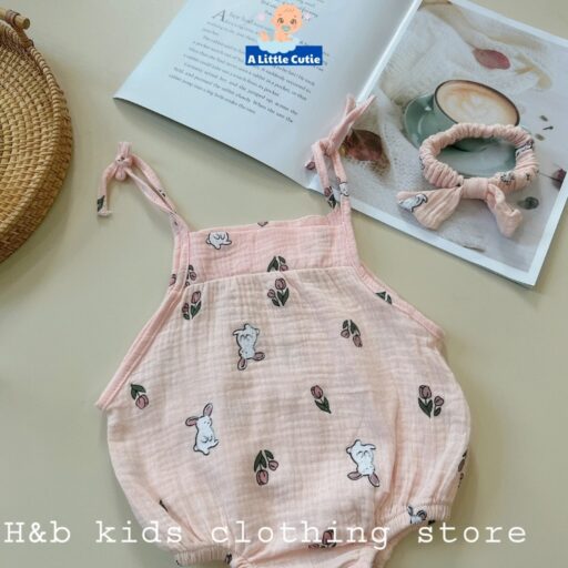 Body Chip 2 Dây Cho Bé Gái Vải Xô Muslin - Hình ảnh 7
