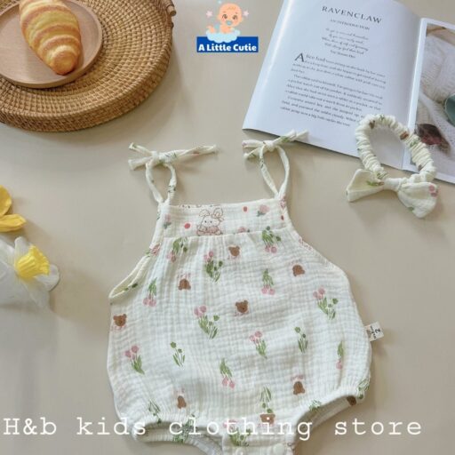 Body Chip 2 Dây Cho Bé Gái Vải Xô Muslin - Hình ảnh 8