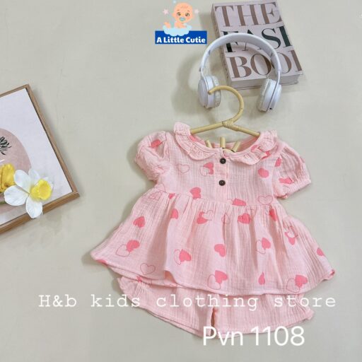 Quần Áo Bé Gái Cộc Tay Vải Xô Muslin Cho Bé Từ 5-16kg - Hình ảnh 9