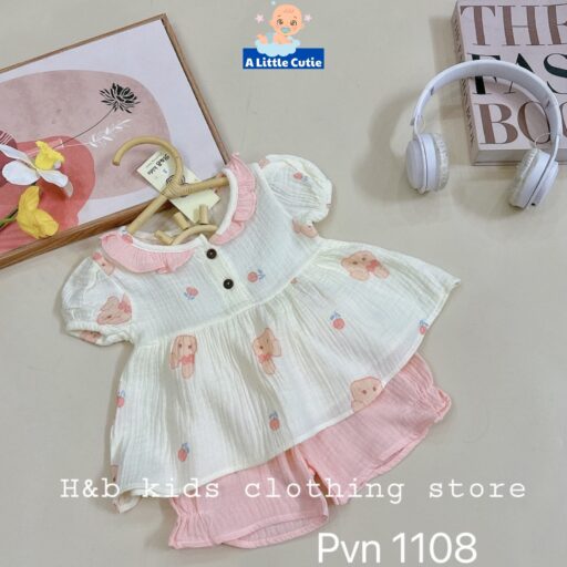 Quần Áo Bé Gái Cộc Tay Vải Xô Muslin Cho Bé Từ 5-16kg - Hình ảnh 11