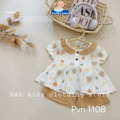 Quần Áo Bé Gái Cộc Tay Vải Xô Muslin Cho Bé Từ 5-16kg - Hình ảnh 15