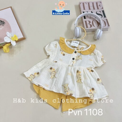 Quần Áo Bé Gái Cộc Tay Vải Xô Muslin Cho Bé Từ 5-16kg - Hình ảnh 8