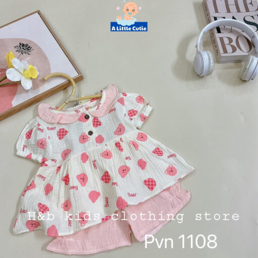 Quần Áo Bé Gái Cộc Tay Vải Xô Muslin Cho Bé Từ 5-16kg - Hình ảnh 10