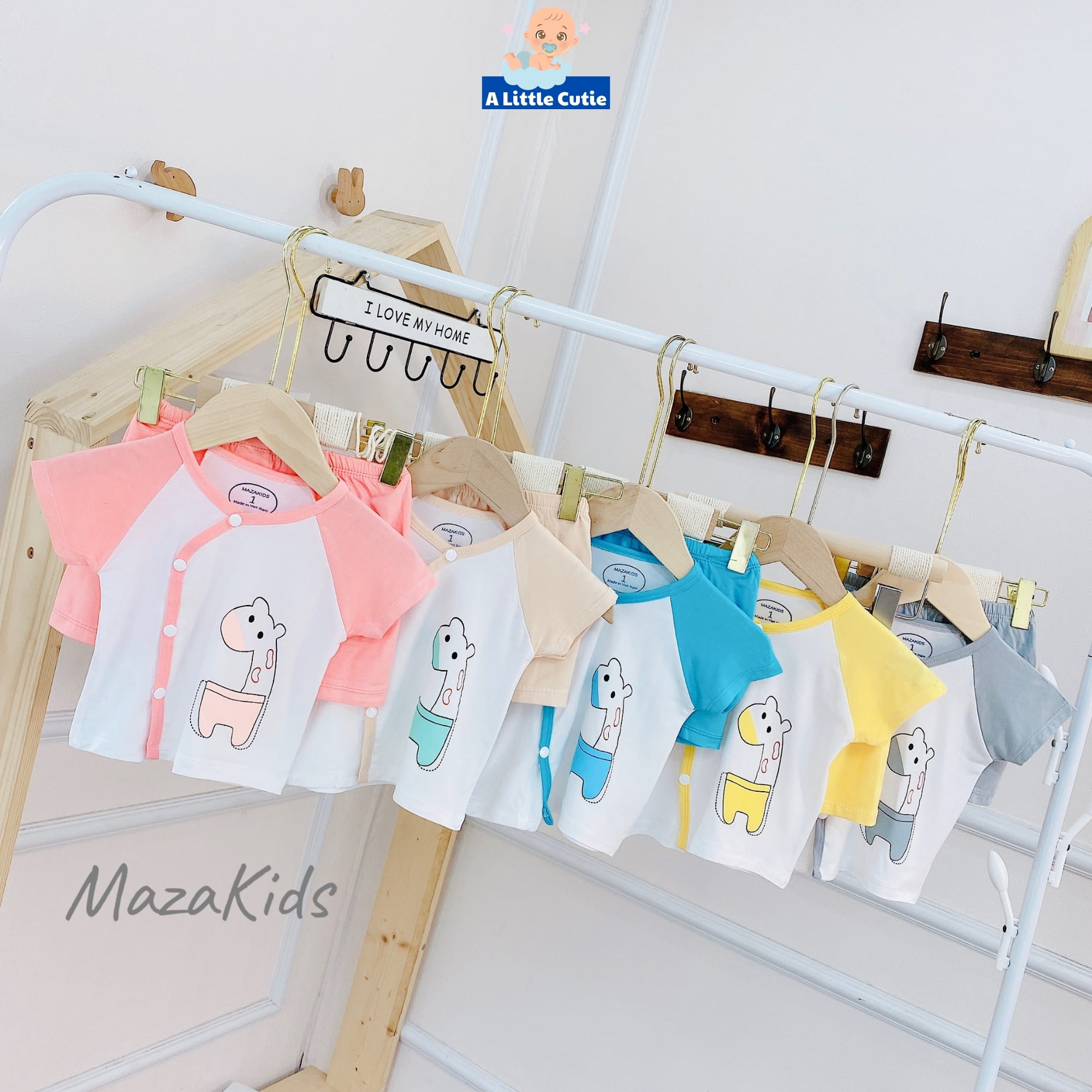 Quần áo sơ sinh, quần áo bé trai bé gái cộc tay Vải petit loại 1 BQA011 - A LITTLE CUTIE. - Hình ảnh 3