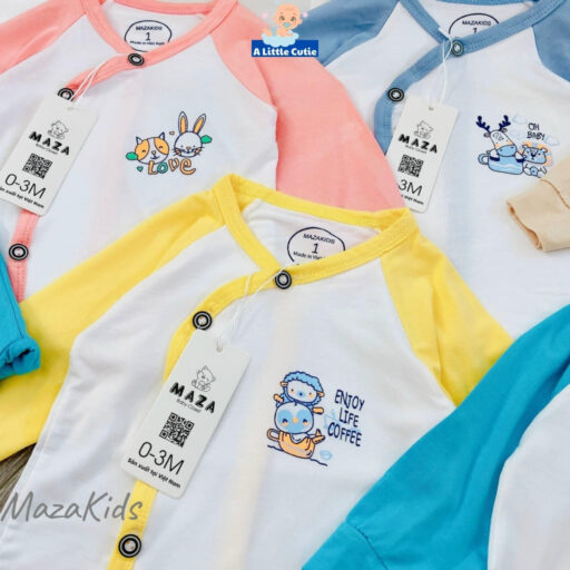 Quần áo sơ sinh bé trai bé gái, quần áo cho bé dài tay Vải petit cao cấp BQA012 - A LITTLE CUTIE - Hình ảnh 3