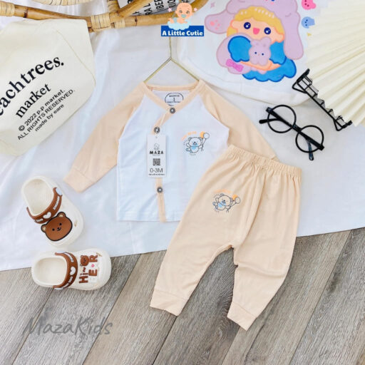 Quần áo sơ sinh bé trai bé gái, quần áo cho bé dài tay Vải petit cao cấp BQA012 - A LITTLE CUTIE - Hình ảnh 5