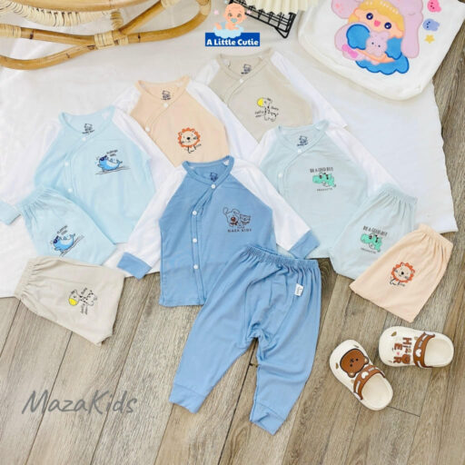 Quần áo sơ sinh bé trai bé gái, quần áo cho bé dài tay Vải petit cao cấp BQA013 - A LITTLE CUTIE - Hình ảnh 2