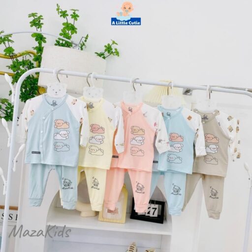 Quần áo sơ sinh, quần áo bé trai bé gái dài tay Vải petit cao cấp BQA016 - A LITTLE CUTIE - Hình ảnh 5