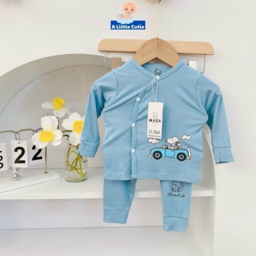 Quần áo trẻ em, bộ quần áo bé trai bé gái dài tay Vải tăm lạnh BQA021 - A LITTLE CUTIE