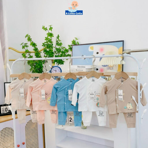 Quần áo trẻ em, bộ quần áo bé trai bé gái dài tay Vải tăm lạnh BQA021 - A LITTLE CUTIE - Hình ảnh 2