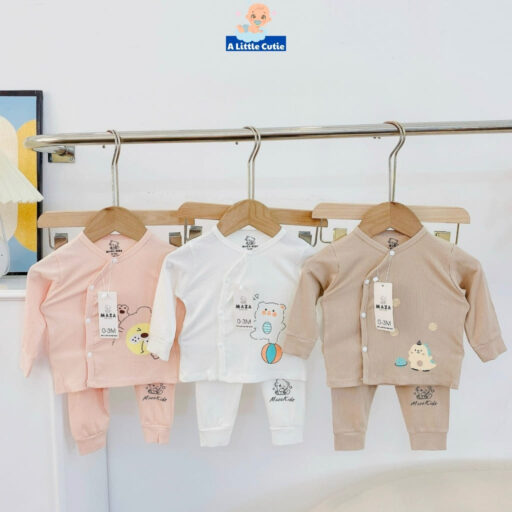 Quần áo trẻ em, bộ quần áo bé trai bé gái dài tay Vải tăm lạnh BQA021 - A LITTLE CUTIE - Hình ảnh 4