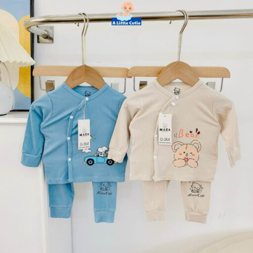 Quần áo trẻ em, bộ quần áo bé trai bé gái dài tay Vải tăm lạnh BQA021 - A LITTLE CUTIE - Hình ảnh 3