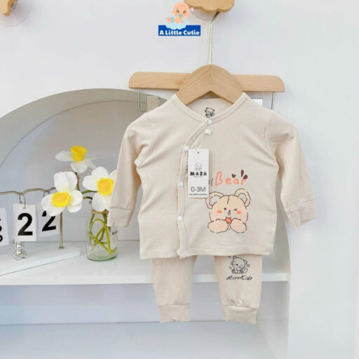 Quần áo trẻ em, bộ quần áo bé trai bé gái dài tay Vải tăm lạnh BQA021 - A LITTLE CUTIE - Hình ảnh 7