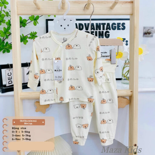 Quần Áo Sơ Sinh Quần Áo Bé Trai Bé Gái Dài Tay Vải Petit BQA023 - A LITTLE CUTIE - Hình ảnh 9