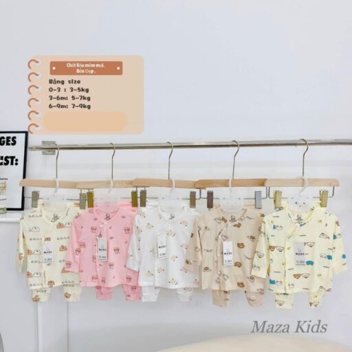 Quần Áo Sơ Sinh Quần Áo Bé Trai Bé Gái Dài Tay Vải Petit BQA023 - A LITTLE CUTIE - Hình ảnh 3