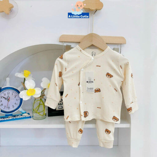 Quần áo sơ sinh, quần áo bé trai bé gái dài tay Vải tăm lạnh BQA024 - A LITTLE CUTIE - Hình ảnh 9