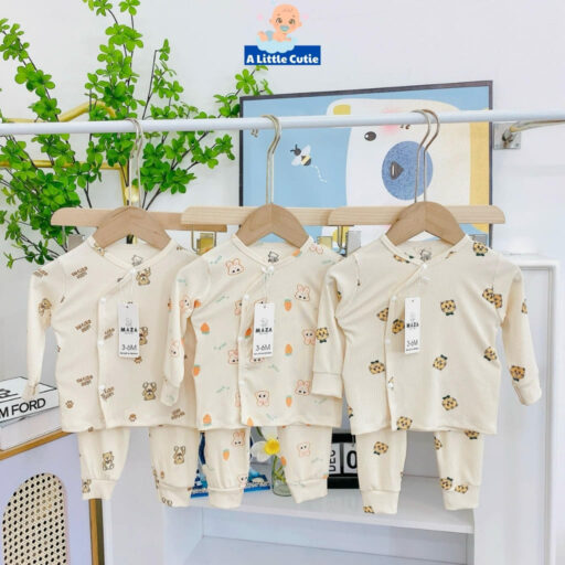 Quần áo sơ sinh, quần áo bé trai bé gái dài tay Vải tăm lạnh BQA024 - A LITTLE CUTIE - Hình ảnh 2