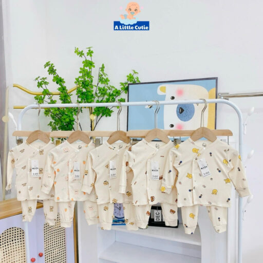 Quần áo sơ sinh, quần áo bé trai bé gái dài tay Vải tăm lạnh BQA024 - A LITTLE CUTIE - Hình ảnh 4