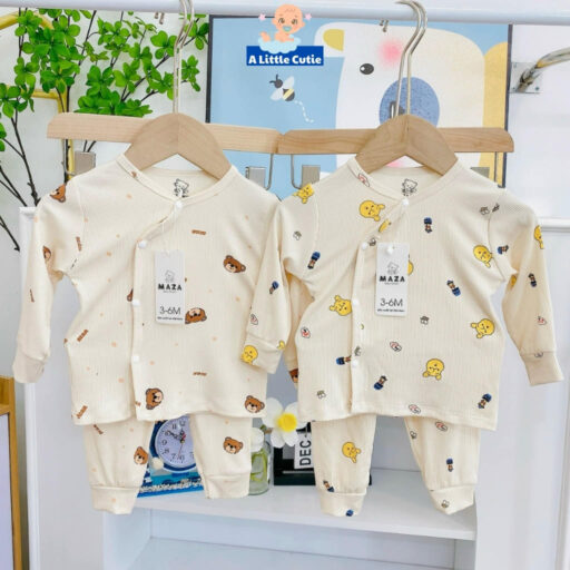 Quần áo sơ sinh, quần áo bé trai bé gái dài tay Vải tăm lạnh BQA024 - A LITTLE CUTIE - Hình ảnh 3