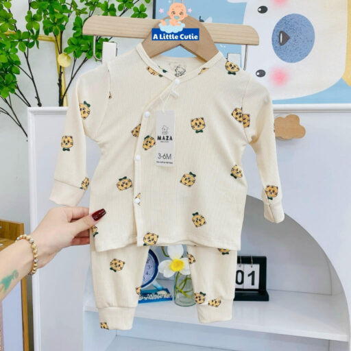 Quần áo sơ sinh, quần áo bé trai bé gái dài tay Vải tăm lạnh BQA024 - A LITTLE CUTIE - Hình ảnh 5