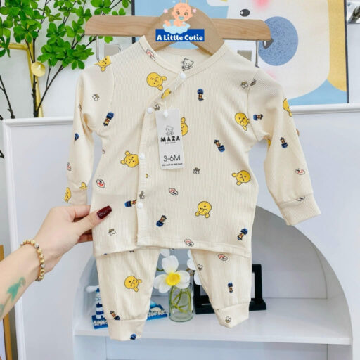 Quần áo sơ sinh, quần áo bé trai bé gái dài tay Vải tăm lạnh BQA024 - A LITTLE CUTIE - Hình ảnh 6