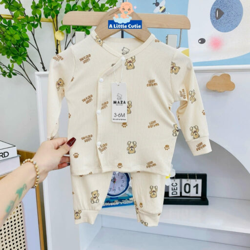 Quần áo sơ sinh, quần áo bé trai bé gái dài tay Vải tăm lạnh BQA024 - A LITTLE CUTIE - Hình ảnh 7