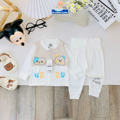 Bộ quần áo trẻ em, quần áo cho bé dài tay Vải tăm lạnh BQA025 - A LITTLE CUTIE.