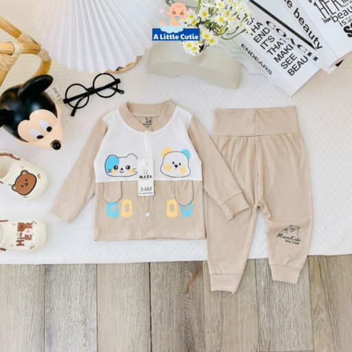 Bộ quần áo trẻ em, quần áo cho bé dài tay Vải tăm lạnh BQA025 - A LITTLE CUTIE. - Hình ảnh 8