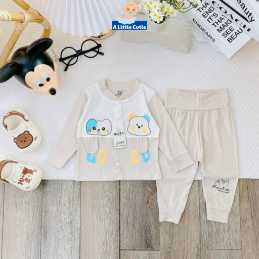 Bộ quần áo trẻ em, quần áo cho bé dài tay Vải tăm lạnh BQA025 - A LITTLE CUTIE. - Hình ảnh 7