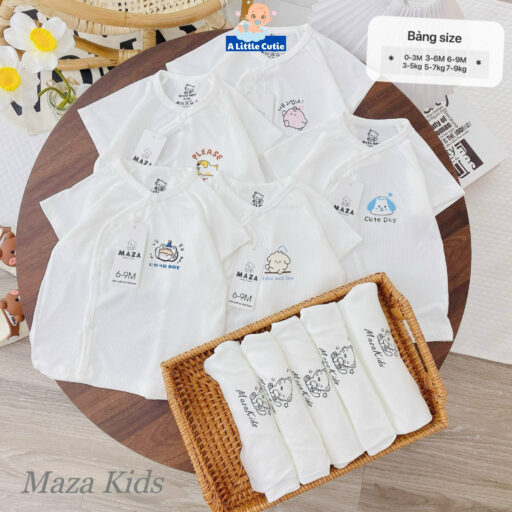 Bộ cộc sơ sinh, quần áo bé trai bé gái cộc tay Vải tăm lạnh BQA026 - A LITTLE CUTIE