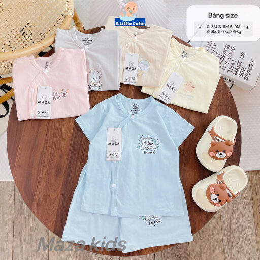 Bộ Cộc Sơ Sinh, Quần Đùi Áo Cộc Cho Bé Vải Petit thông Hơi BQA027 - A LITTLE CUTIE - Hình ảnh 10