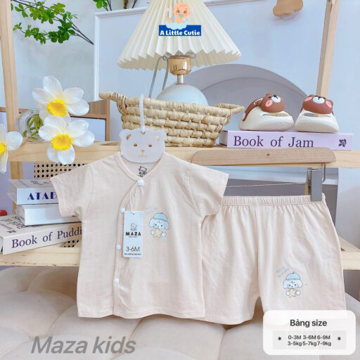 Bộ Cộc Sơ Sinh, Quần Đùi Áo Cộc Cho Bé Vải Petit thông Hơi BQA027 - A LITTLE CUTIE - Hình ảnh 13
