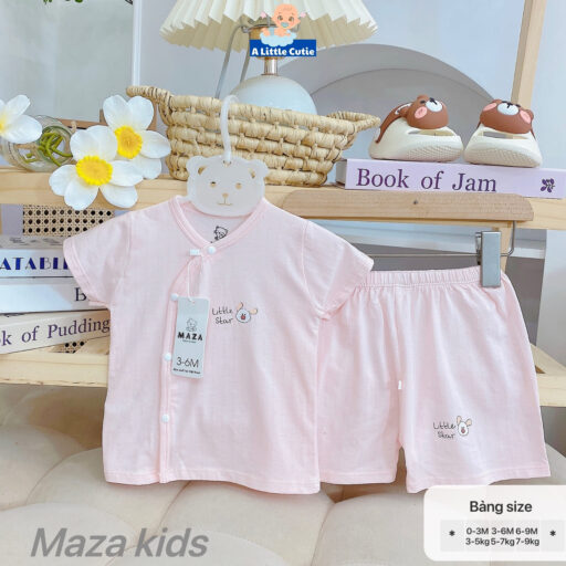 Bộ Cộc Sơ Sinh, Quần Đùi Áo Cộc Cho Bé Vải Petit thông Hơi BQA027 - A LITTLE CUTIE - Hình ảnh 12