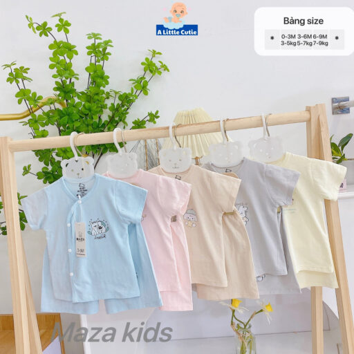Bộ Cộc Sơ Sinh, Quần Đùi Áo Cộc Cho Bé Vải Petit thông Hơi BQA027 - A LITTLE CUTIE - Hình ảnh 2