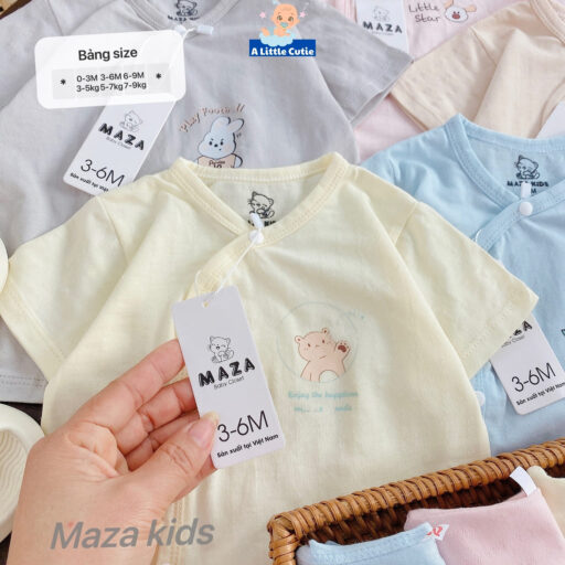 Bộ Cộc Sơ Sinh, Quần Đùi Áo Cộc Cho Bé Vải Petit thông Hơi BQA027 - A LITTLE CUTIE - Hình ảnh 3