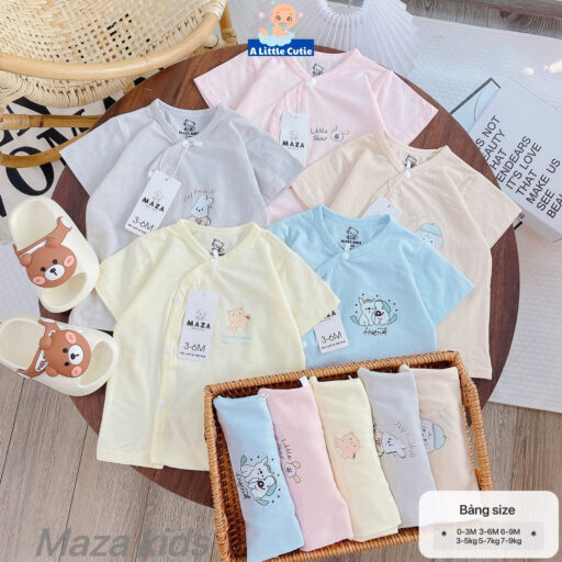Bộ Cộc Sơ Sinh, Quần Đùi Áo Cộc Cho Bé Vải Petit thông Hơi BQA027 - A LITTLE CUTIE - Hình ảnh 5