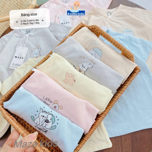 Bộ Cộc Sơ Sinh, Quần Đùi Áo Cộc Cho Bé Vải Petit thông Hơi BQA027 - A LITTLE CUTIE - Hình ảnh 4