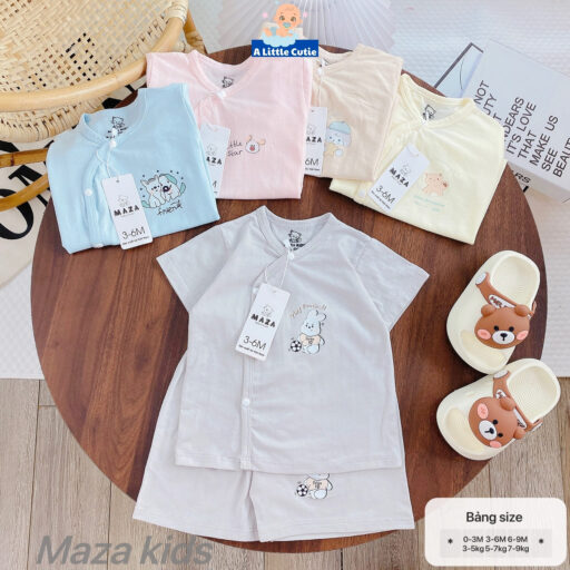 Bộ Cộc Sơ Sinh, Quần Đùi Áo Cộc Cho Bé Vải Petit thông Hơi BQA027 - A LITTLE CUTIE - Hình ảnh 7