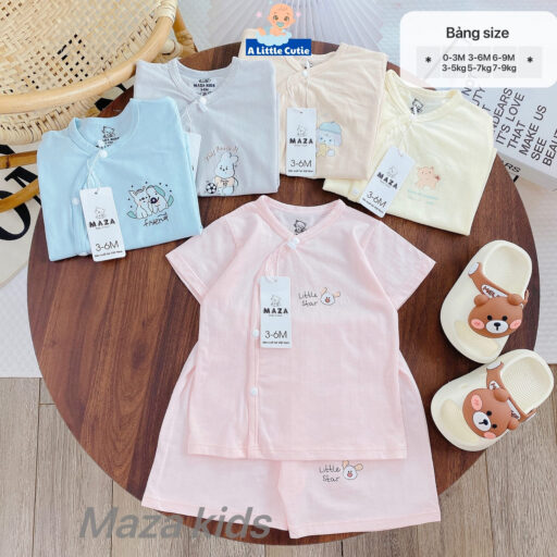 Bộ Cộc Sơ Sinh, Quần Đùi Áo Cộc Cho Bé Vải Petit thông Hơi BQA027 - A LITTLE CUTIE - Hình ảnh 9
