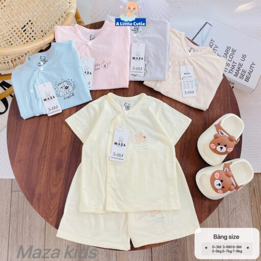 Bộ Cộc Sơ Sinh, Quần Đùi Áo Cộc Cho Bé Vải Petit thông Hơi BQA027 - A LITTLE CUTIE - Hình ảnh 8
