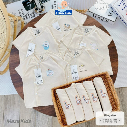 Bộ Quần Áo Cộc Sơ Sinh, Bộ Quần Đùi Áo Cộc Cho Bé Vải Tăm Lạnh BQA028 - A LITTLE CUTIE - Hình ảnh 4