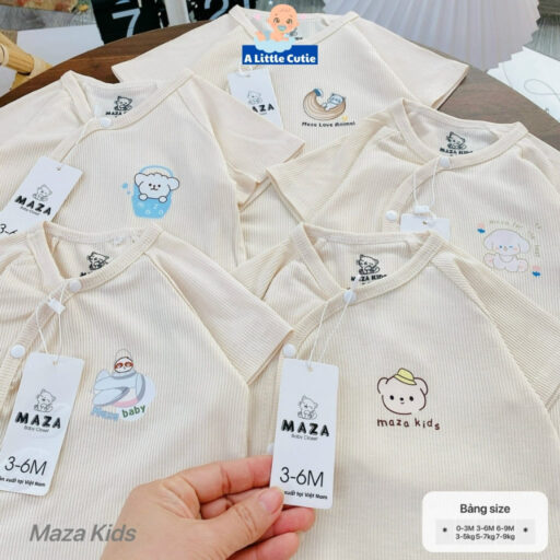 Bộ Quần Áo Cộc Sơ Sinh, Bộ Quần Đùi Áo Cộc Cho Bé Vải Tăm Lạnh BQA028 - A LITTLE CUTIE - Hình ảnh 3