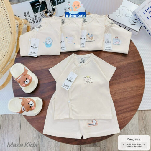 Bộ Quần Áo Cộc Sơ Sinh, Bộ Quần Đùi Áo Cộc Cho Bé Vải Tăm Lạnh BQA028 - A LITTLE CUTIE - Hình ảnh 5