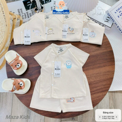 Bộ Quần Áo Cộc Sơ Sinh, Bộ Quần Đùi Áo Cộc Cho Bé Vải Tăm Lạnh BQA028 - A LITTLE CUTIE - Hình ảnh 6