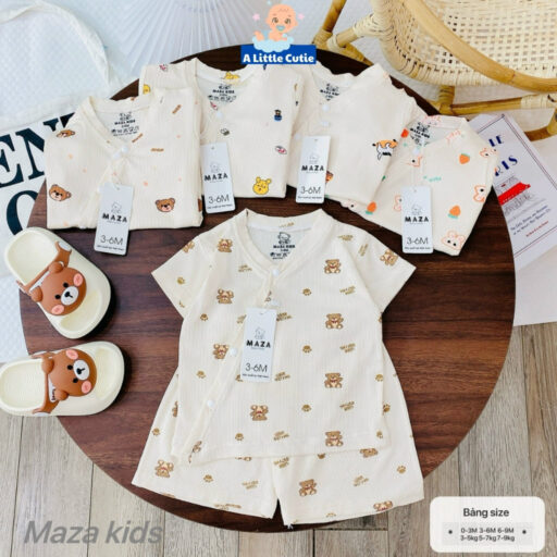 Bộ Quần Áo Cộc Sơ Sinh, Bộ Quần Đùi Áo Cộc Cho Bé Vải Tăm Lạnh BQA030 - A LITTLE CUTIE - Hình ảnh 11