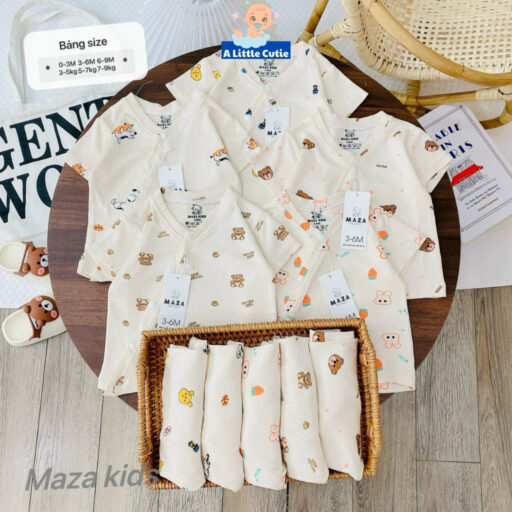 Bộ Quần Áo Cộc Sơ Sinh, Bộ Quần Đùi Áo Cộc Cho Bé Vải Tăm Lạnh BQA030 - A LITTLE CUTIE - Hình ảnh 3